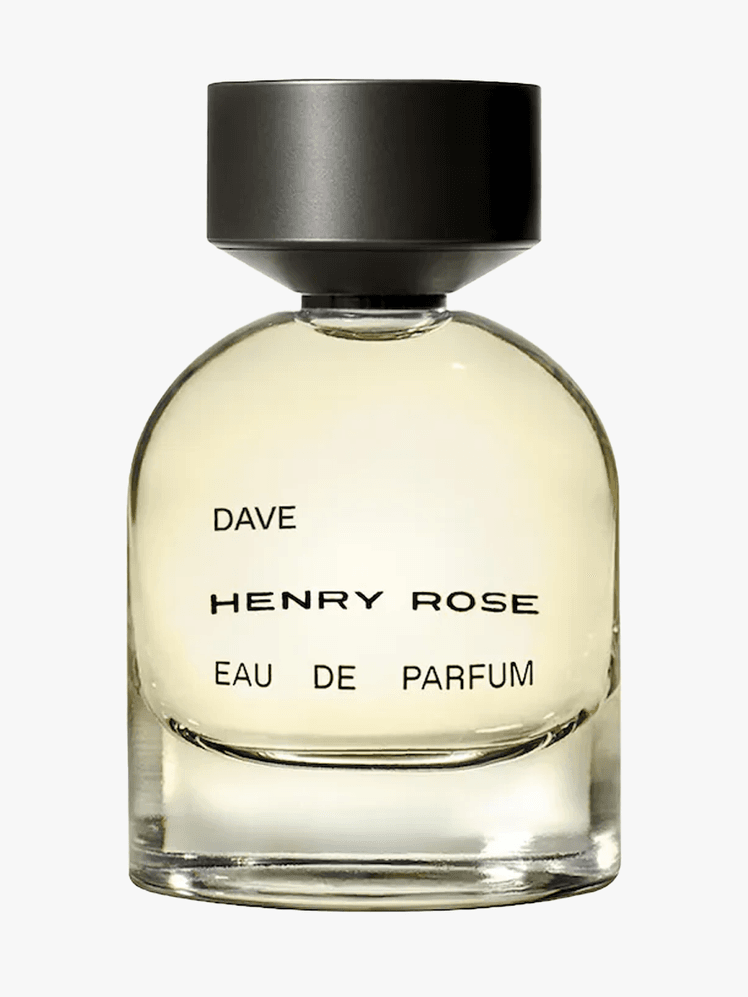 Henry Rose Dave Eau de Parfum in branded component on a light gray background